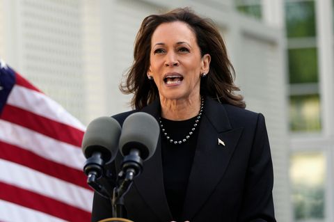 Kamala Harris vor der Residenz der Vizepräsidentin in Washington