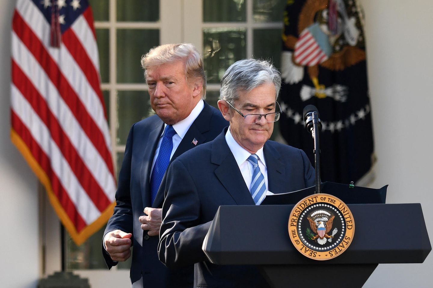 Donald Trump und Fed-Chef Jerome Powell 2017 im Weißen Haus