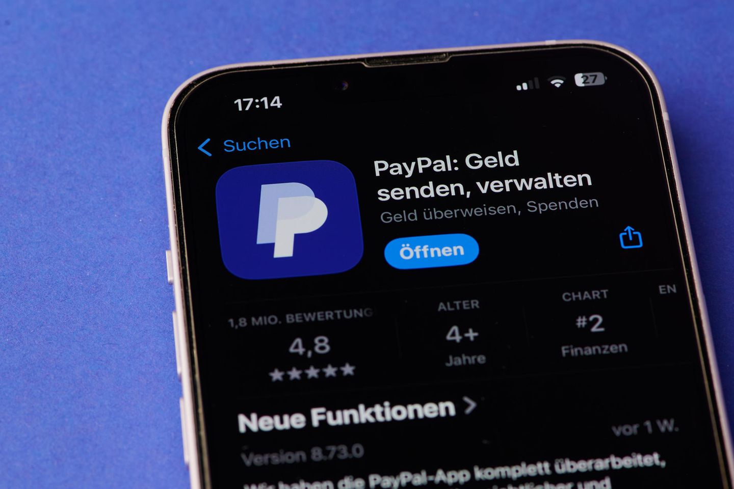 Paypal app on a smartphone