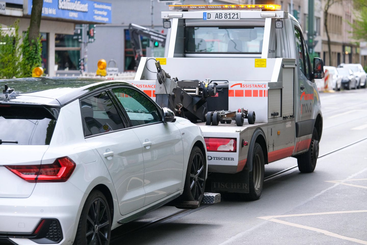 A car is towed