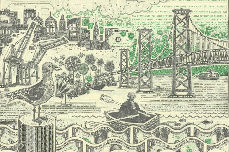 Der New Yorker Mark Wagner schafft Kunst, indem er Dollarnoten zerschneidet und neu zusammensetzt. Die Motive zeigen ungewohnte Perspektiven auf Wirtschaft und Finanzen