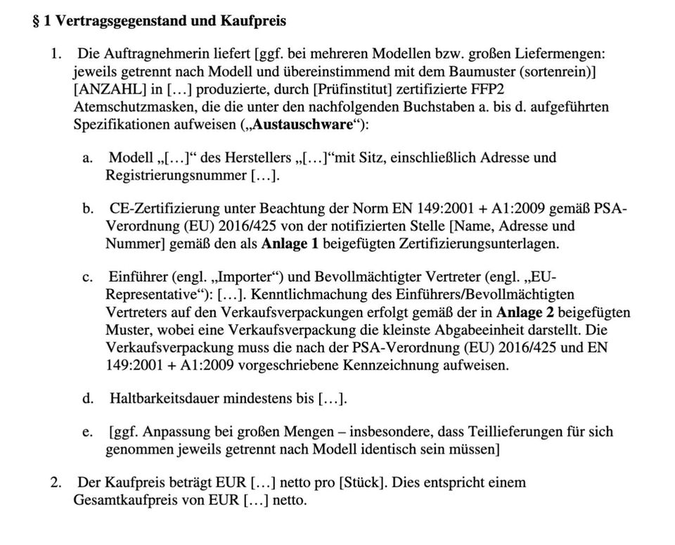 Ausriss Mustervertrag