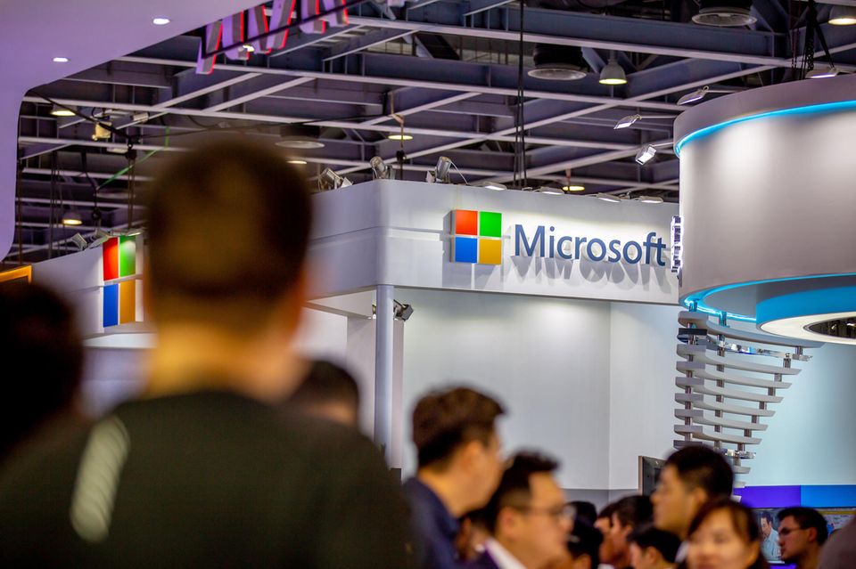 Stand von Microsoft während der China Mobile Global Partner Conference