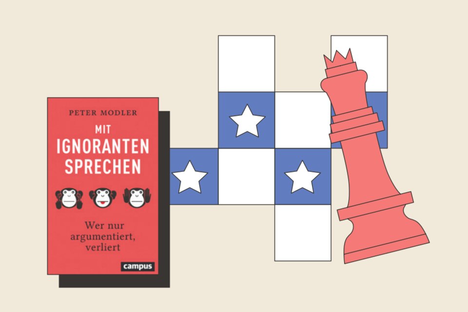 Trump schneidet Grimassen, beleidigt und lähmt seine Gegner, indem er ihre Argumente vernichtet: „Wrong, wrong, wrong“, warf er Hillary Clinton und Kamala Harris entgegen, bis diese aufgaben. Trump siegt nicht durch Argumente, sondern durch Machtdemonstrationen. Modler, der Führungskräfte coacht, glaubt, dass den Trumps dieser Welt nur beizukommen ist, indem man sich auf ihre Ebene begibt. Wer argumentiert, verliert. Der Klügere gibt nicht nach, er hält dagegen. Dringende Empfehlung für alle, die mit Trumpisten dealen müssen. 