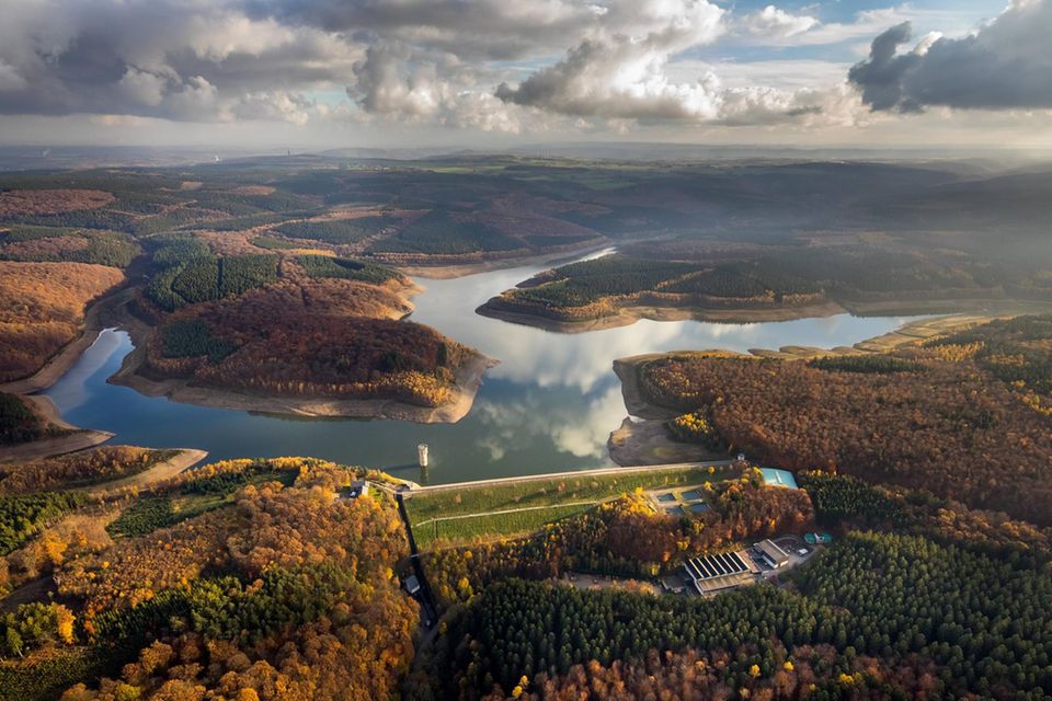 Luftbild der Wehebachtalsperre