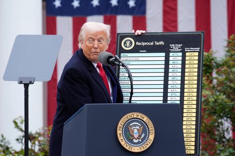 US-Präsident Donald Trump hält eine Rede über Zölle