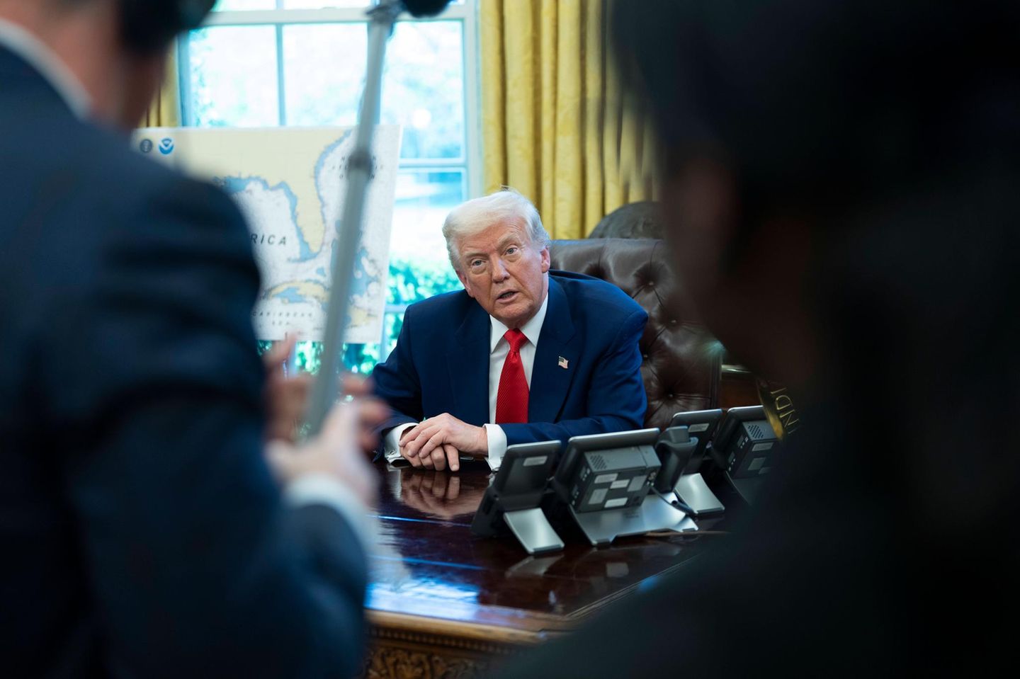 US-Präsident Donald Trump am Mittwoch im Weißen Haus. An diesem Tag verkündete er überraschend einen Aufschub um 90 Tage für die meisten Zölle