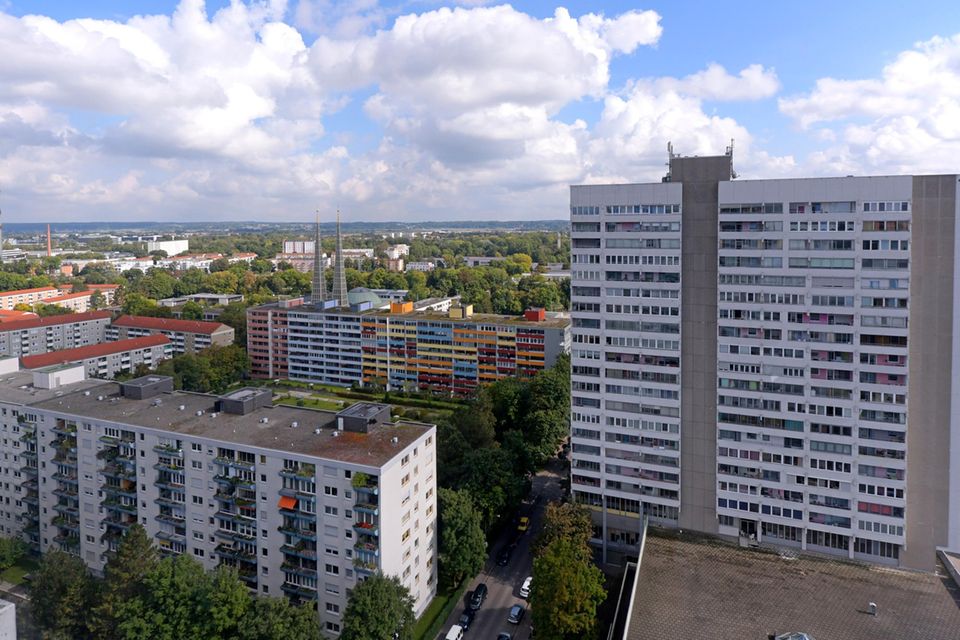 Wohnviertel in Augsburg von oben