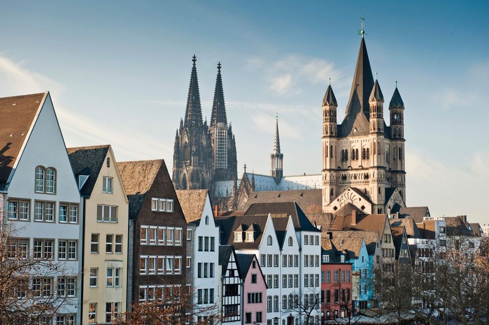 View of Cologne's old town with the cathedral in the background