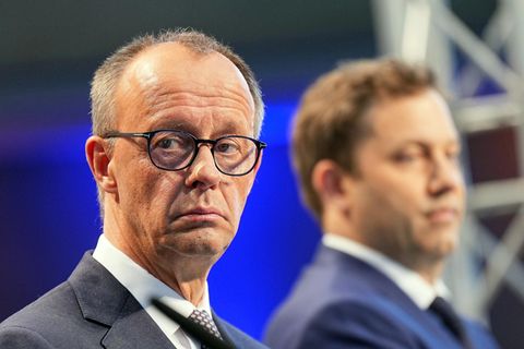 Friedrich Merz und Lars Klingbeil bei einem Pressetermin