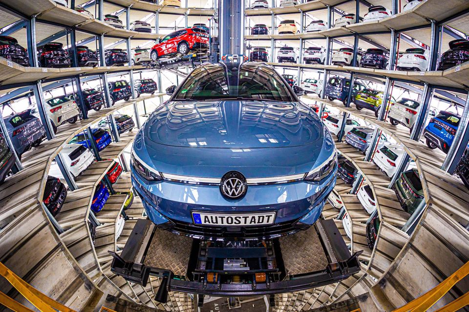 A VW ID.7 in Wolfsburg's Autostadt before delivery