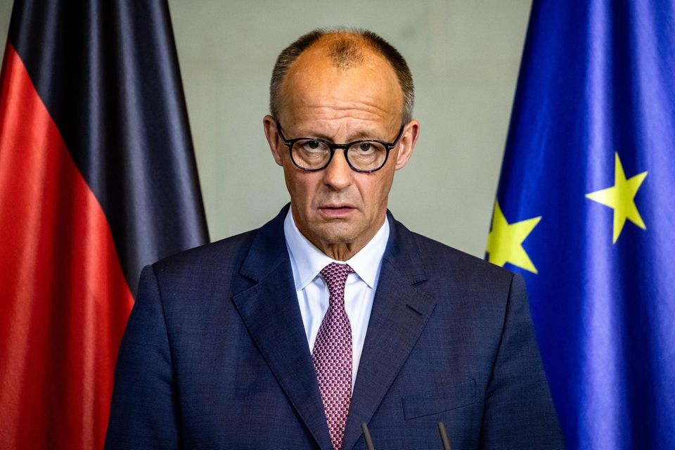 Chancellor Friedrich Merz answers questions at a press conference