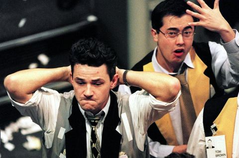 Zwei Händler 1998 an der Terminbörse in Sydney