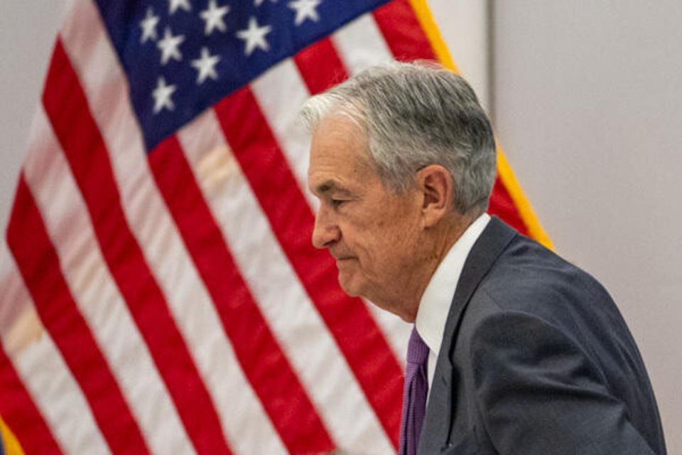 Der Vorsitzende der Federal Reserve, Jerome Powell, spricht auf der Konferenz in Washington.