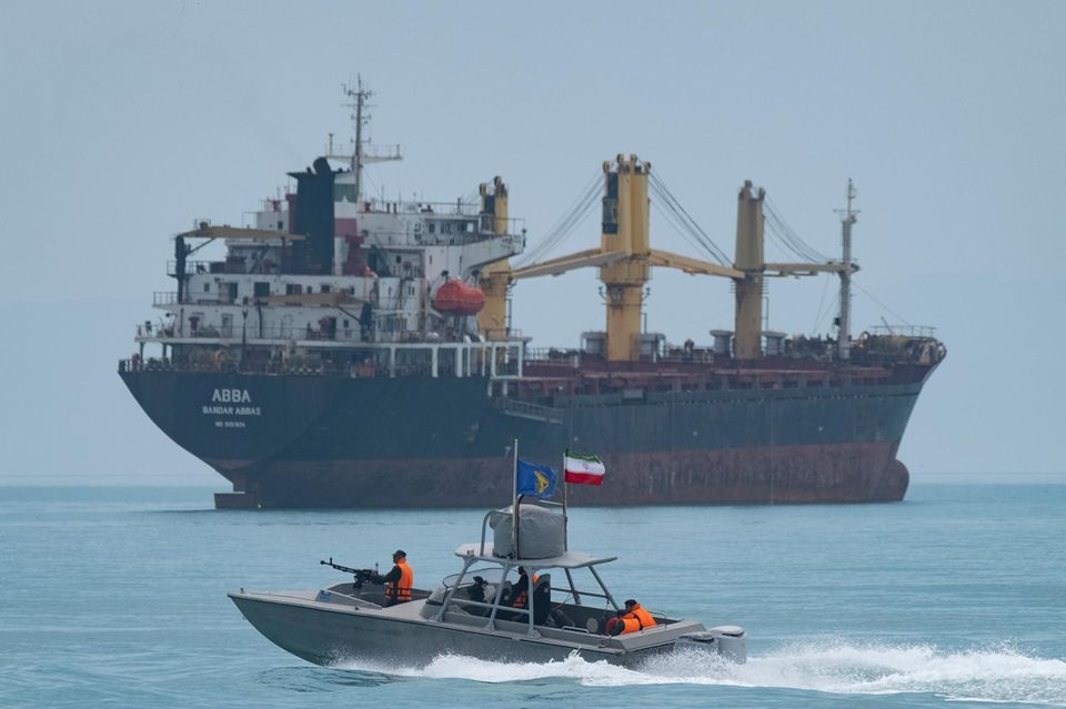An Iranian speedboat operates in the Strait of Hormuz