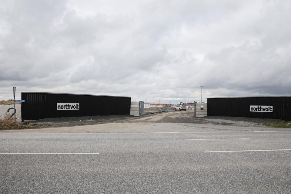 Das Eingangstor zur Northvolt-Baustelle in Heide
