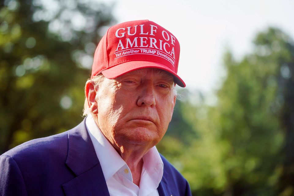 US President Donald Trump speaks to the press
