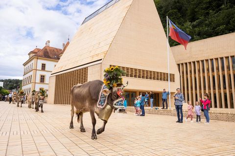 Alpabfahrt-Pradamee durch Vaduz, Liechtenstein