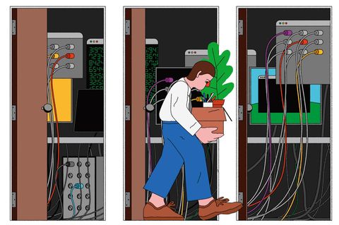 Und tschüss! Künstliche Intelligenz kann den eigenen Job kosten, wenn man nicht mithält. Diese Illustration entstand übrigens mit menschlicher Kreativität. Der chilenische Illustrator Camilo Huinca spendiert seinen Menschen bunte Nasen – als individuelles Markenzeichen
