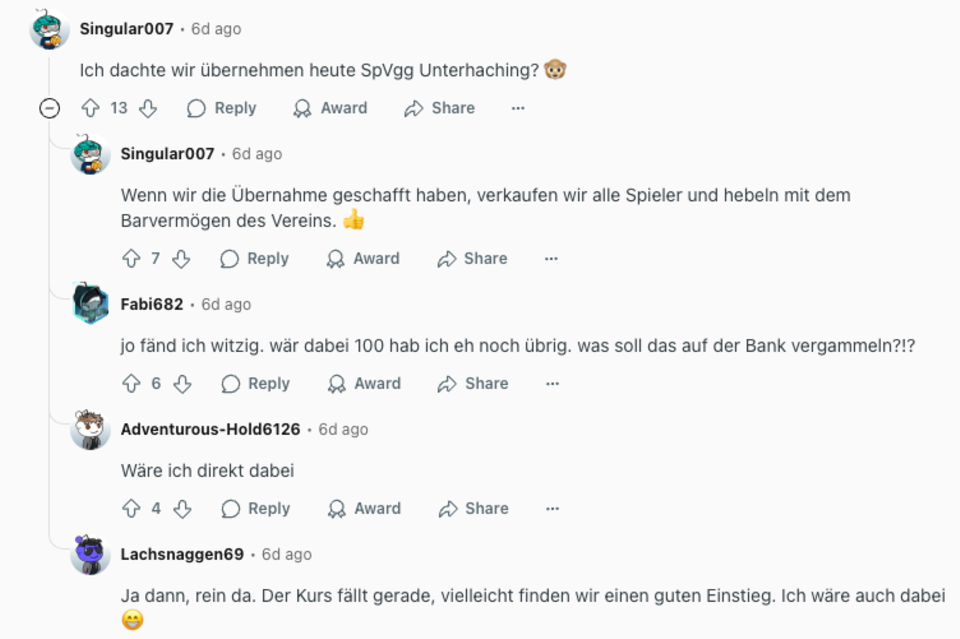 Nutzer auf Reddit hatten Geld übrig – und fanden die Aktie der Spielvereinigung