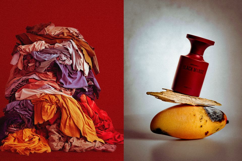 Promi-Kampagnen kann jeder: links ein Mood-Bild zum Duft „Naked Laundry“, rechts eine Illustration für „Black Mango“