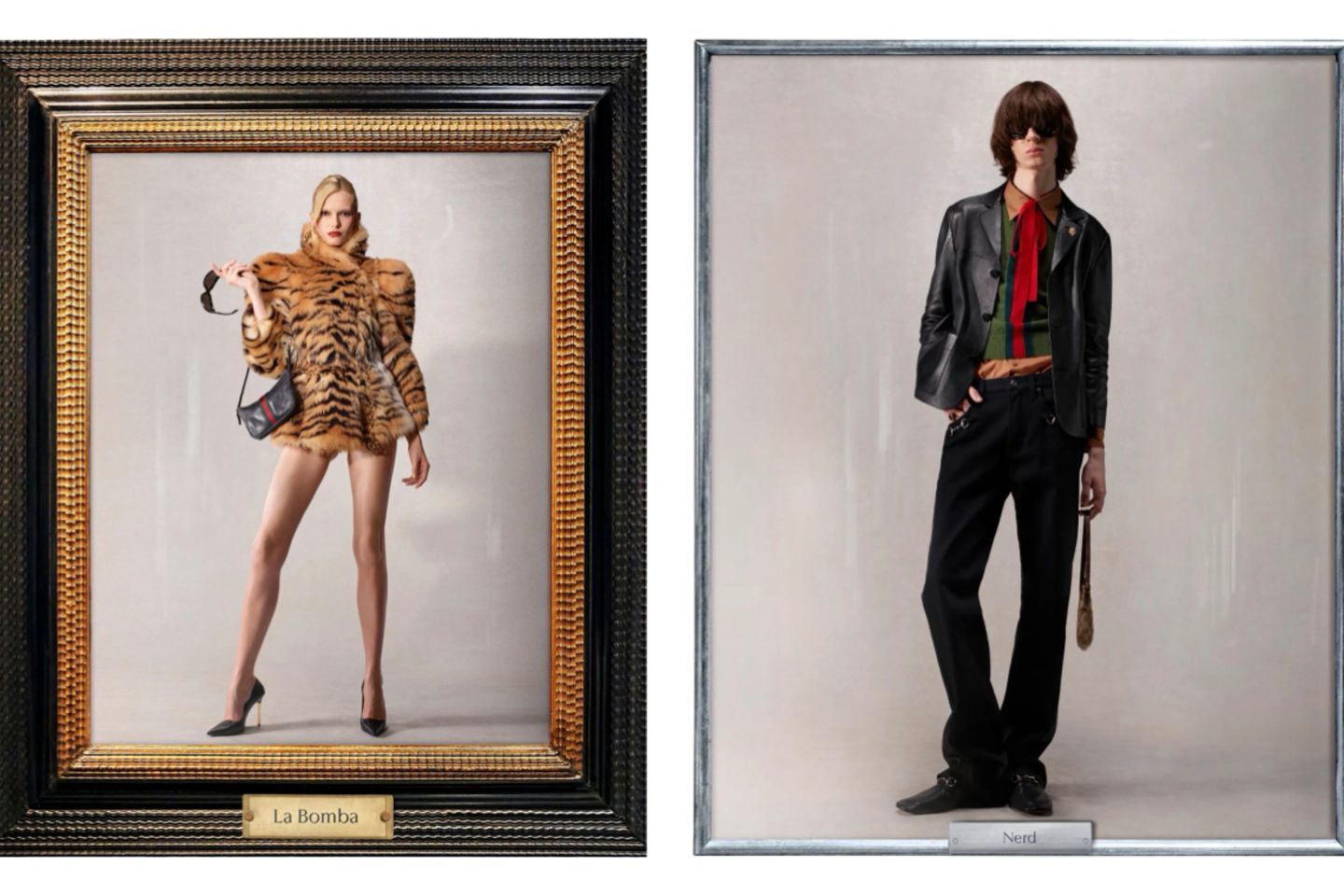 Mit „La Bomba“ und „Nerd“ sind diese Outfits von Demna Gvasalia für Gucci betitelt