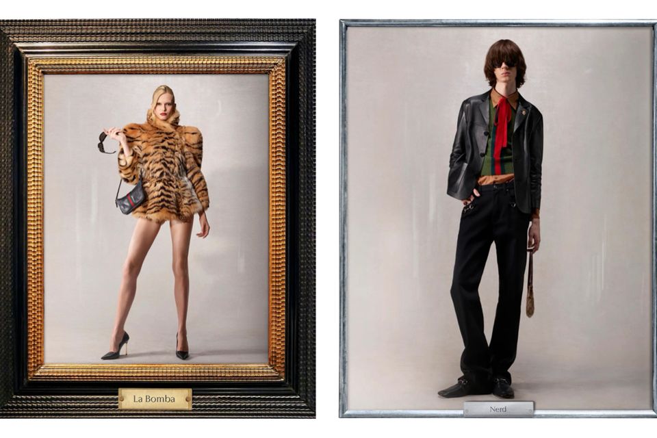 Mit „La Bomba“ und „Nerd“ sind diese Outfits von Demna Gvasalia für Gucci betitelt
