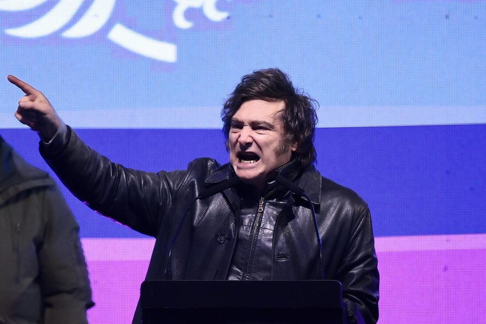 Argentiniens Präsident Javier Milei bei einer Wahlkampfrede