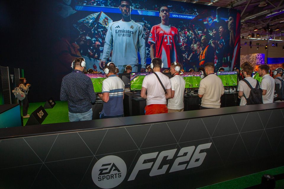 EA auf der Gamescom in Köln: Der Spiele-Riese veröffentlich unter anderem Sport-Reihen wie „EA sports FC“, ehemals als „Fifa“ bekannt, die Battlefield-Reihe und „Die Sims“