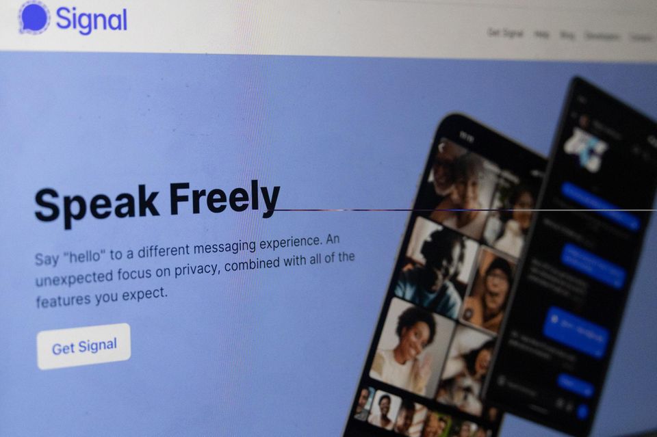 Auf einem Bildschirm ist die Signal-Homepage