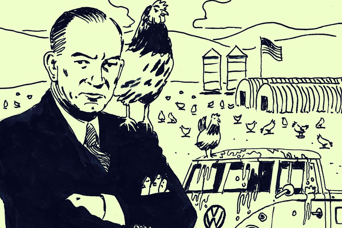 Senator Fulbright, unerwünschter VW: alles fürs heimische Huhn
