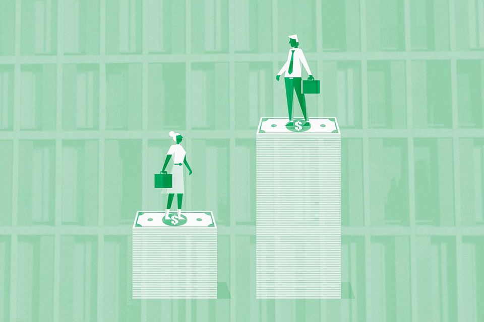 Gehaltsunterschiede zwischen Frauen und Männer, illustriert
