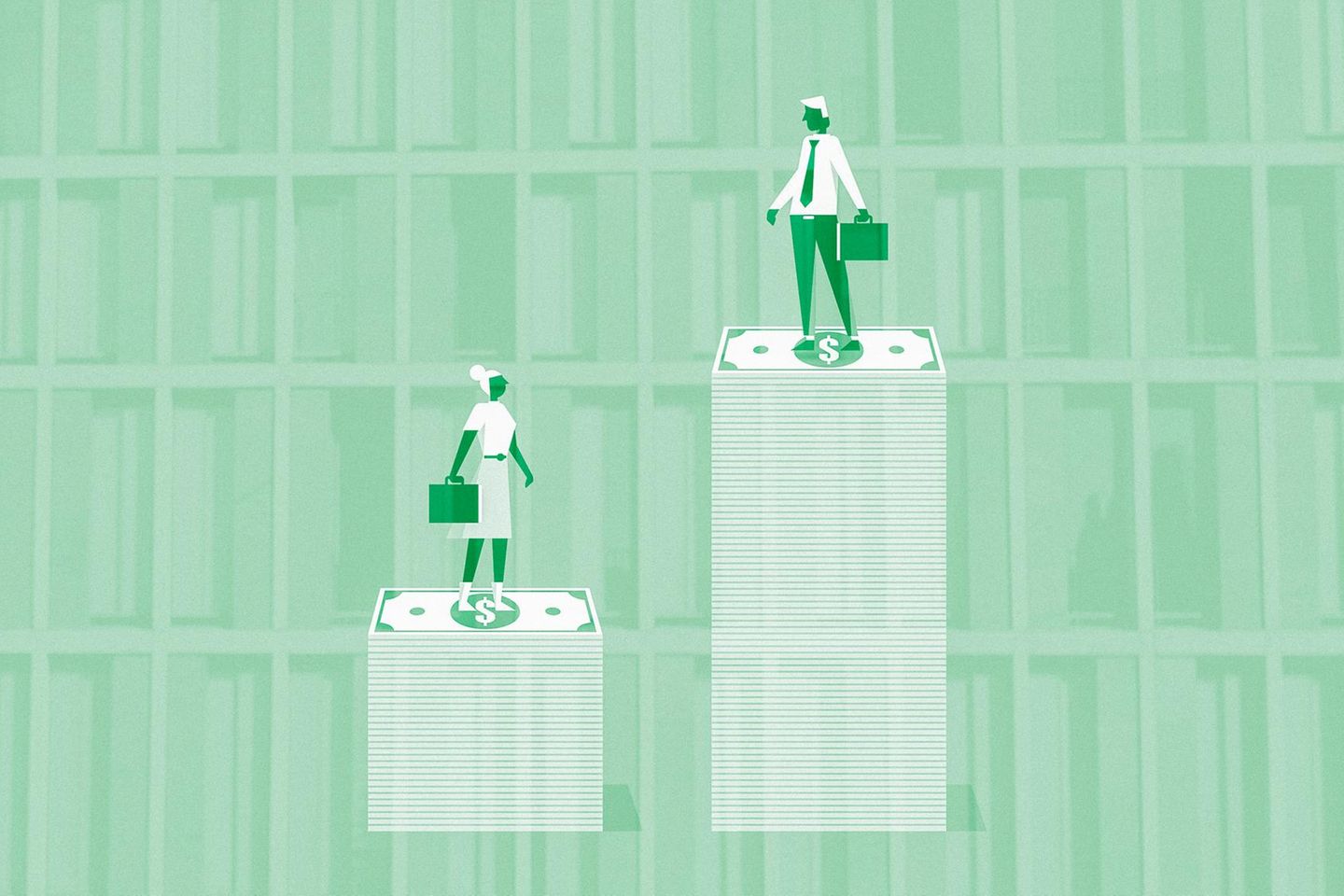 Gehaltsunterschiede zwischen Frauen und Männer, illustriert