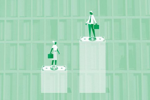Gehaltsunterschiede zwischen Frauen und Männer, illustriert Gehaltsunterschiede zwischen Frauen und Männer, illustriert