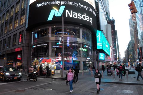 Die Nasdaq MarketSite, die Werbetafel der Nasdaq, am Times Square in New York