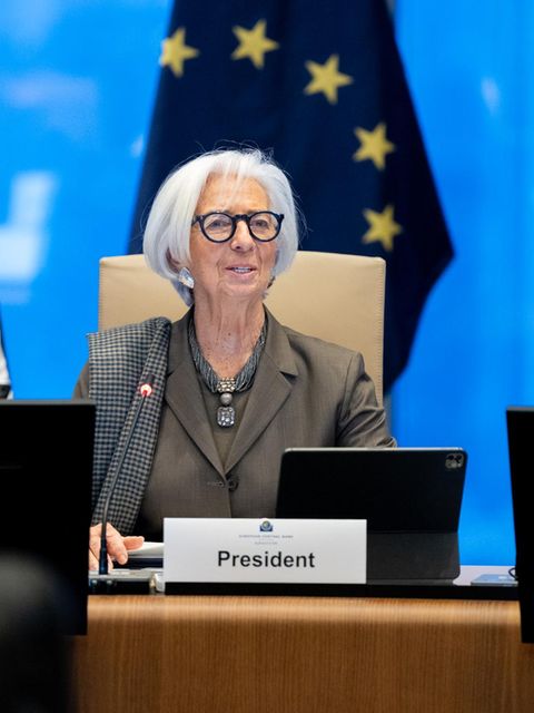 EZB-Präsidentin Christine Lagarde bei der Ratssitzung in Frankfurt