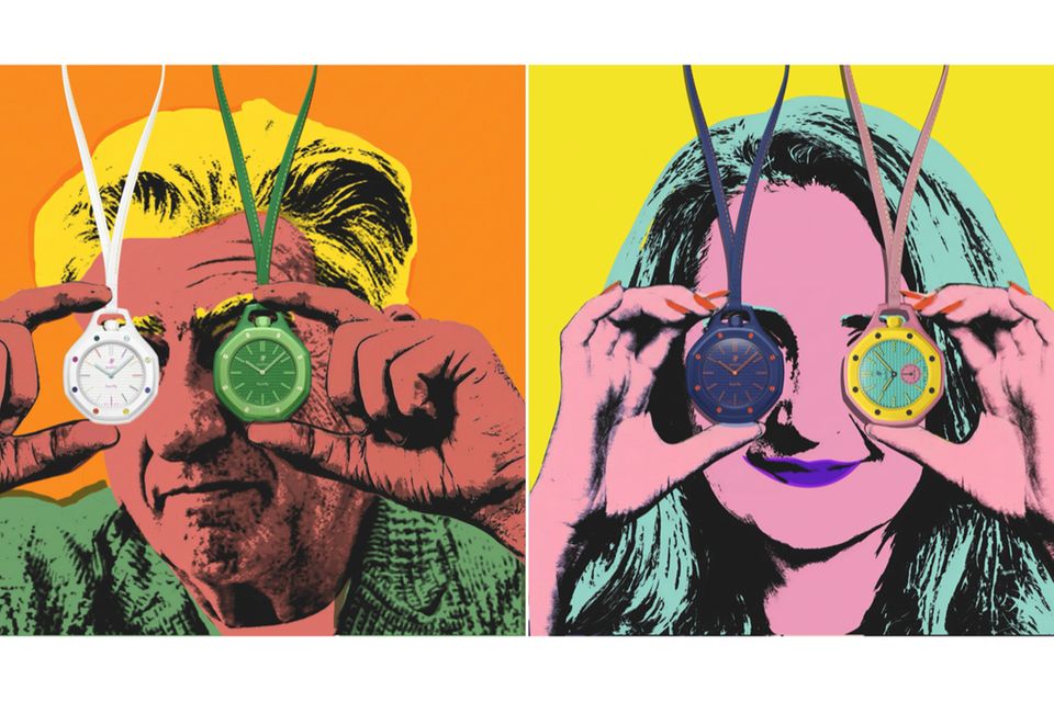 Warhol lässt grüßen: Die zwei CEOs hinter dem Projekt, Nick Hayek (Swatch Group) und Ilaria Resta (Audemars Piguet), beweisen im Marketingmaterial viel Humor
