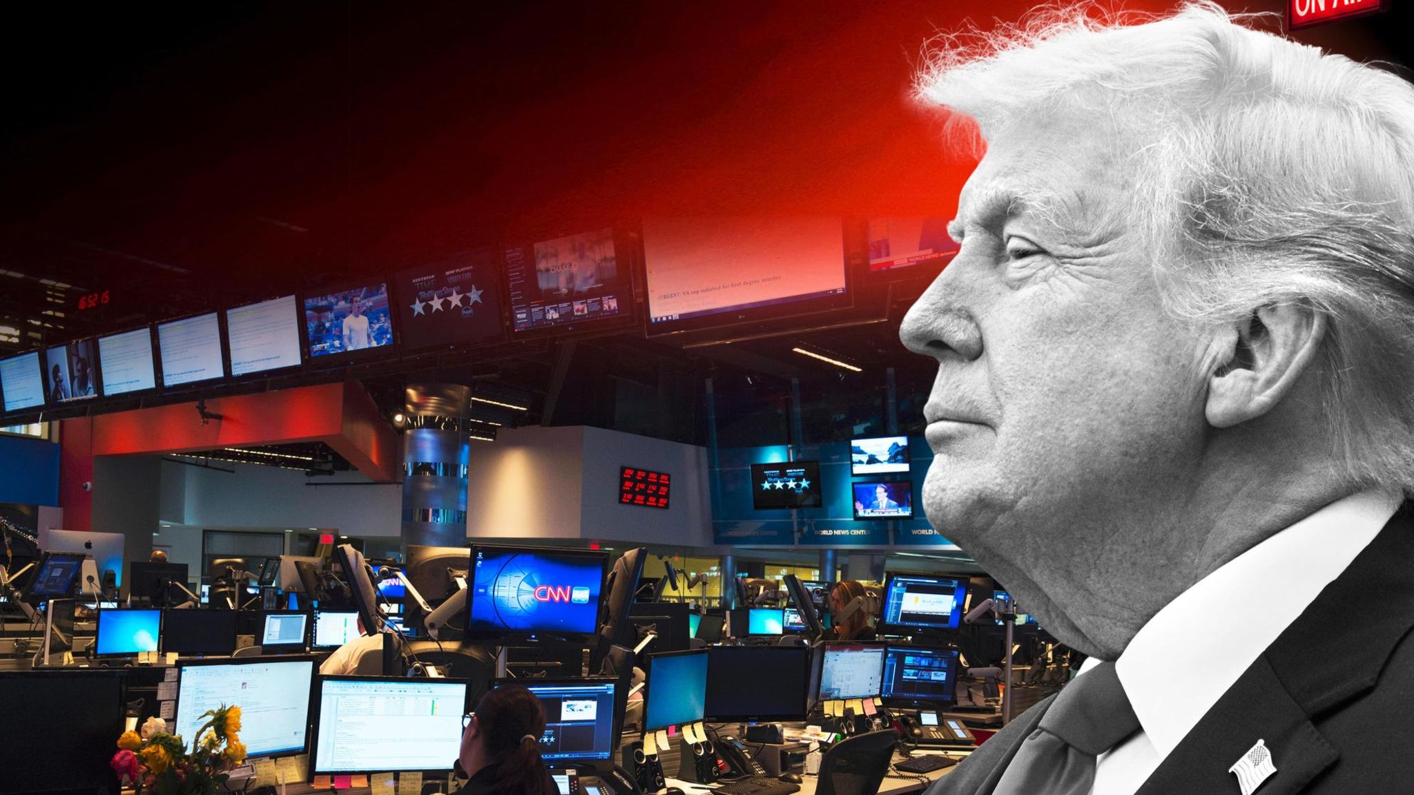 Collage von Donald Trump und CNN