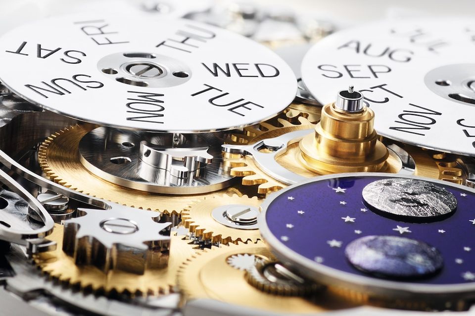 Das Rolex-Kaliber 7190 mit patentiertem „Haplos“-System steuert den Jahreskalender über nur zwei Zusatzteile – geschützt durch 30 Patente
