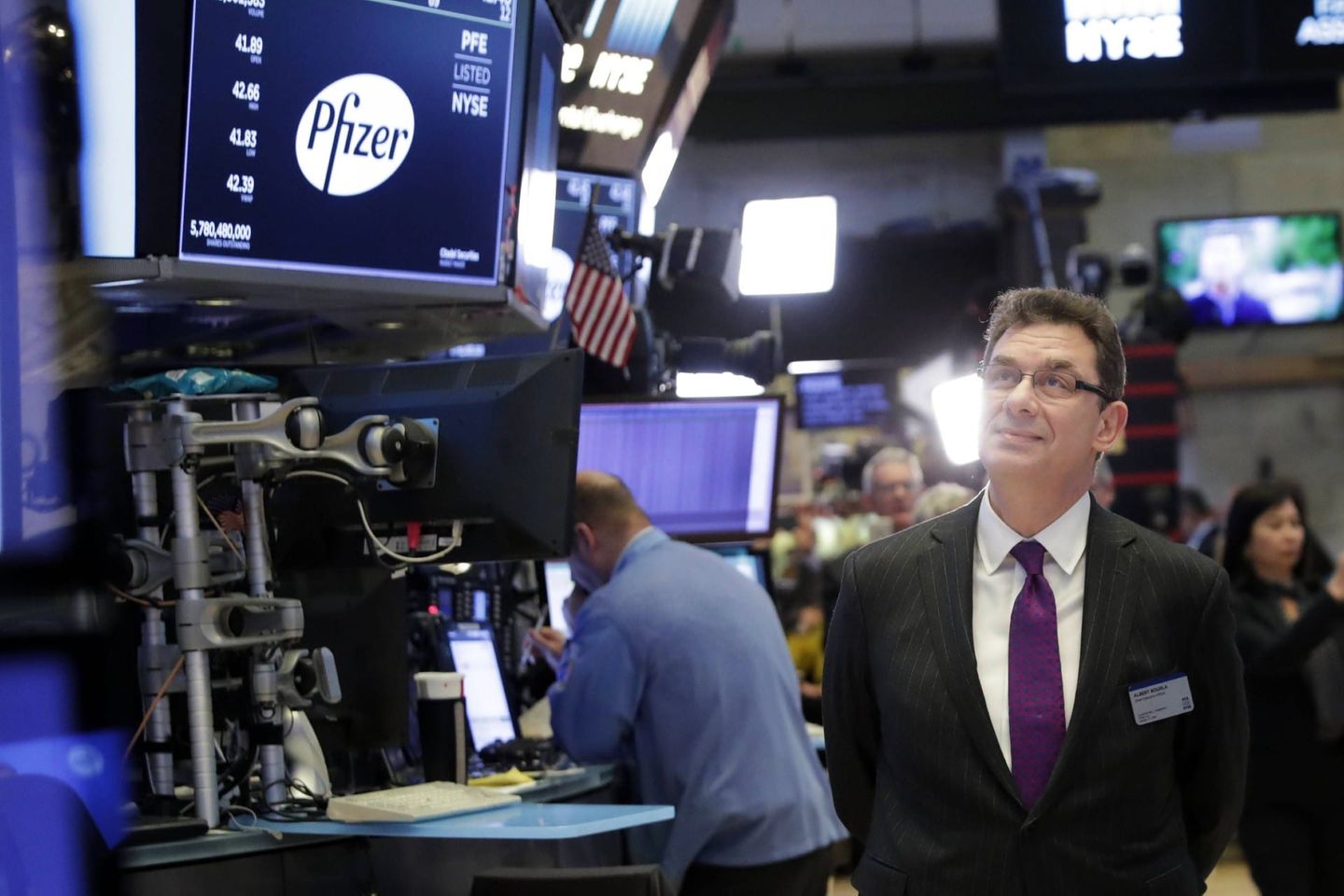Pfizer-CEO Albert Bourla an der New Yorker Börse