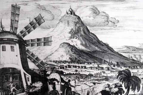 Kupferstich aus dem 17. Jahrhundert zeigt den Berg im bolivianischen Potosi